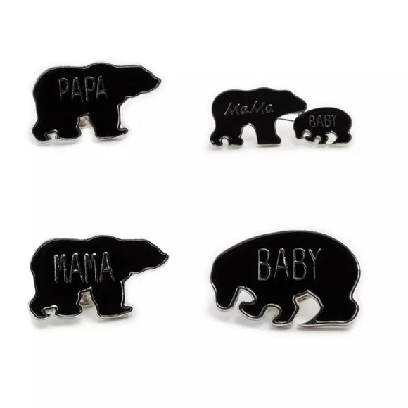 New - Bear Family Thick Enamel Pin Set Brooches - Picture 2 of 3